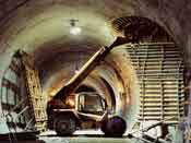 Cross adit formwork in station tunnel.