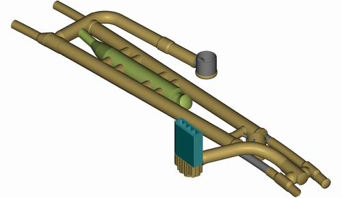 Isometric view of London Bridge Station comprising 11.5 m and 5.3 m Trail Tunnel, 1 Stepplate Junction (120 m²), 2 Stations, 1 Concourse Tunnel, 2 Escalator Tunnels, 2 Ventilation Tunnels and 3 Shafts.